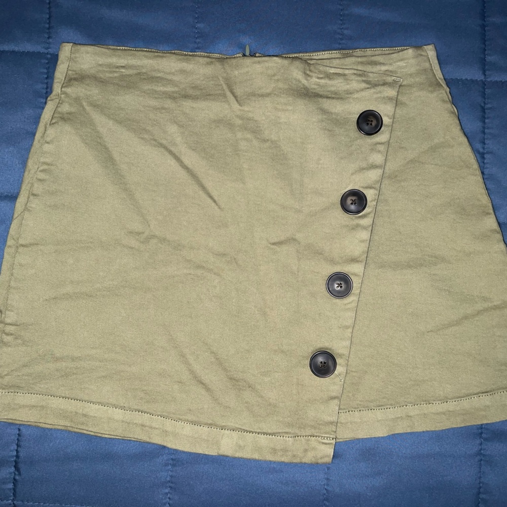 Olive Green Button Skirt